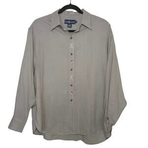 Ralph Lauren Men’s Vintage Button Down Embroidered Skiers Gray Size 12